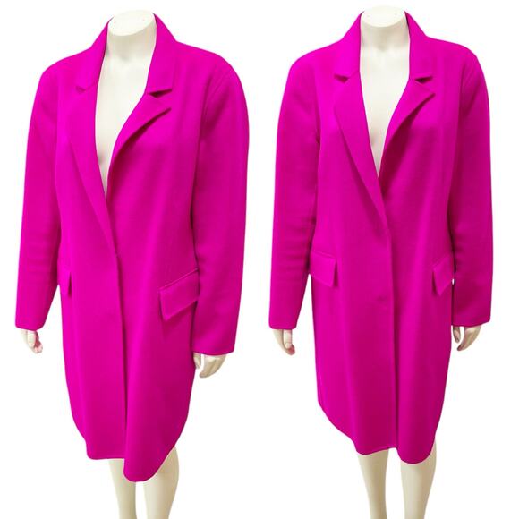 Bcbgmaxazria Emma Neon Pink Wool Linerless Wool Coat Large - Picture 1 of 10